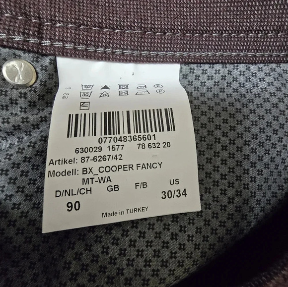 Men's BRAX Feel Good Cooper Fancy Straight Leg Jean Burgun Maroon - Size 30 x 34 - Picture 10 of 16